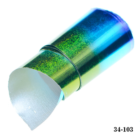 Фольга для литья Hanami голографическая, Мелкий песок, градиент (зелёный, голубой) 1м.