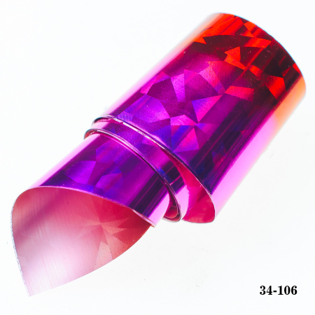 Фольга для литья Hanami голографическая, Битое стекло, градиент (красный, розовый) 1м.
