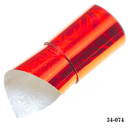 Фольга для литья Hanami голографическая, Снежинки, красный 1м.