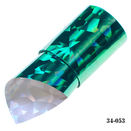 Фольга для литья Hanami голографическая, Битое стекло, зелёный 1м.