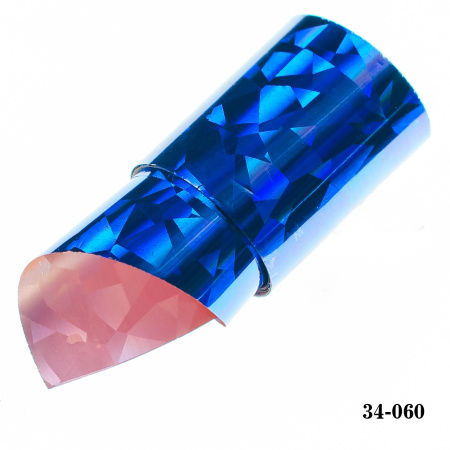 Фольга для литья Hanami голографическая, Битое стекло, синий 1м.