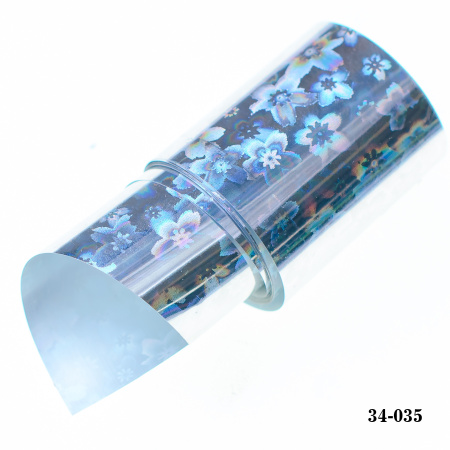 Фольга для литья Hanami голографическая, Цветочки, серебро 1м.